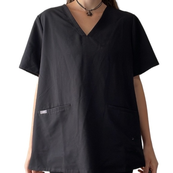 🥒 FIGS Casma Three Pocket Medical Technical Scrub Short Sleeve Top Black XXL - Picture 10 of 10